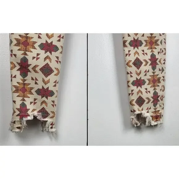 NWOT Free People We The Wild Child Printed Skinny Jeans Raw Hem | Size 25 - Picture 13 of 15